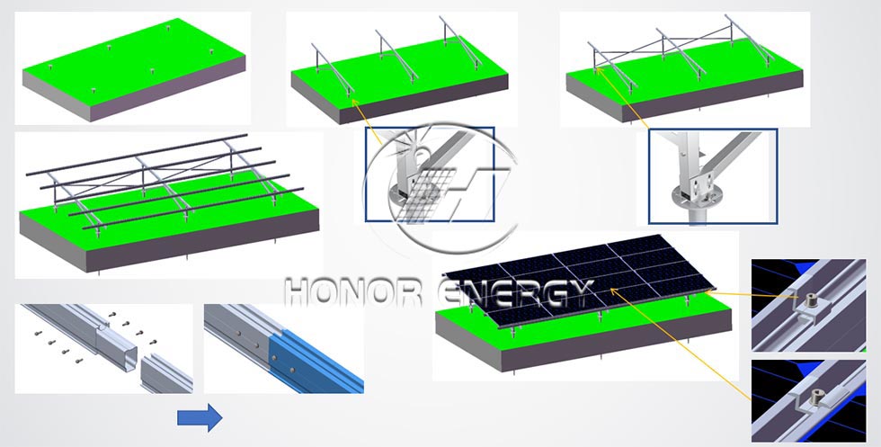 Screw Pile Solar Aluminum Ground Mounting