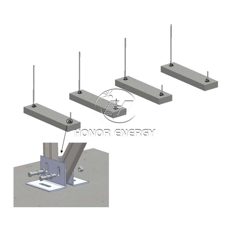 Concrete Steel Solar Flat Roof Mount