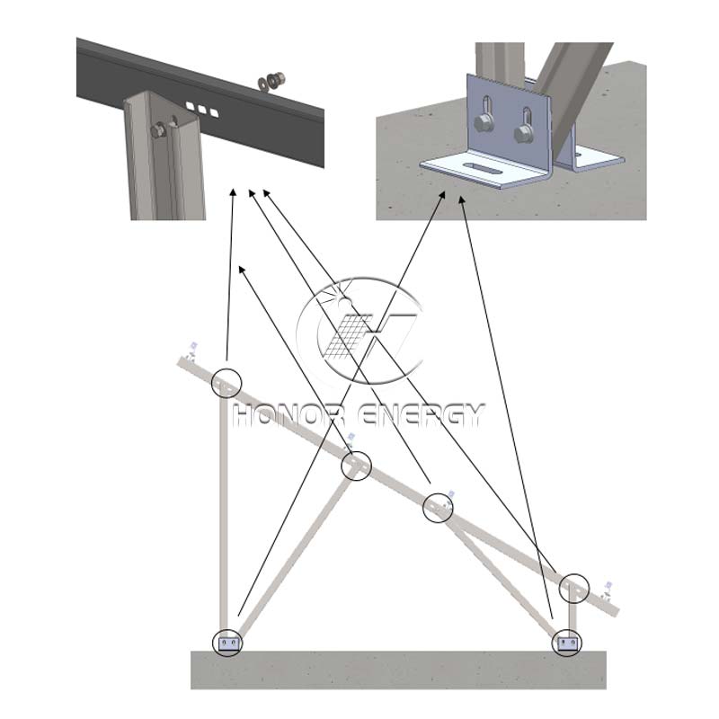 Concrete Steel Solar Flat Roof Mount
